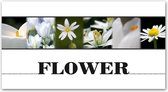 Tuinposter - Bloemen / Bloem - Collage / Flower in wit / zwart - 120 x 240 cm