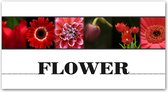 Tuinposter - Bloemen / Bloem - Collage / Flower in wit / zwart / rood - 80 x 160 cm