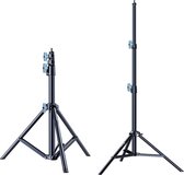 LURK® Verstelbaar statief / tripod - Geschikt voor camera, studio lamp, softbox, ringlamp, smartphone - Lichtgewicht aluminium - Tot 190cm - Zwart