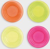 Klevering 4 plastic borden in Neon Kleuren Roze Oranje Geel Groen 23 cm