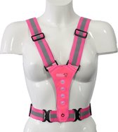 NumberOneCompany veiligheids hesje met verlichting-hardloopvest-met neon verlichting-voor en achter led-incl batterij-one size