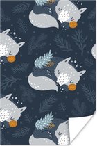 Illustration pour enfants avec un motif de renards endormis 20x30 cm - petite