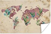 Wanddecoratie - Wereldkaart - Papyrus - Retro - 60x40 cm - Poster