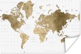 Poster Wereldkaart - Goud - Glitter - 30x20 cm