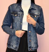 Dames jeansjas - Donkerblauw - Maat Small