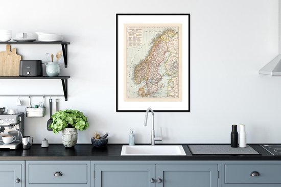 Carte détaillée de la Suède et de la Norvège 60x80 cm