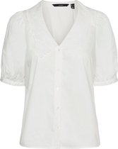 Vero Moda VMALLY 2/4 COLLAR SHIRT Snow  White Dames Top - Maat S