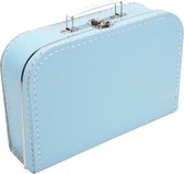 Koffertje - Lichtblauw - Karton - Bedrukt met jouw eigen tekst - 30 cm