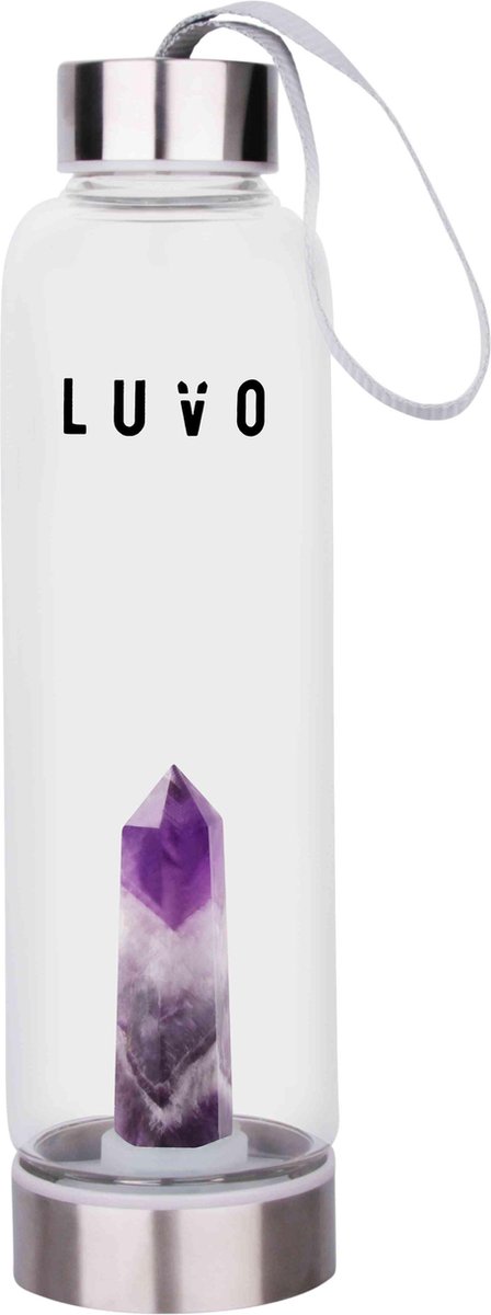 Luvo Crystals - Waterfles met Edelsteen - Amethist - Bewustheid en Inspiratie