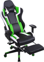 Bol.com Gamestoel Tornado Relax - bureaustoel - met voetsteun - ergonomisch - zwart groen aanbieding