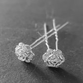 Zilverkleurige Hairpins - Roos met Diamantjes - 5 stuks