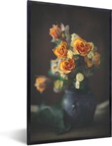 Fotolijst incl. Poster - Rozen - Oranje - Bloemen - 60x90 cm - Posterlijst