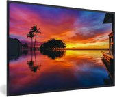 Photo en cadre - Un coucher de soleil coloré à Wailea Beach sur le cadre photo américain Hawaii noir 120x80 cm - Affiche sous cadre (Décoration murale salon / chambre)