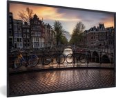 Fotolijst incl. Poster - Zonsondergang boven de Amsterdamse Keizersgracht - 30x20 cm - Posterlijst