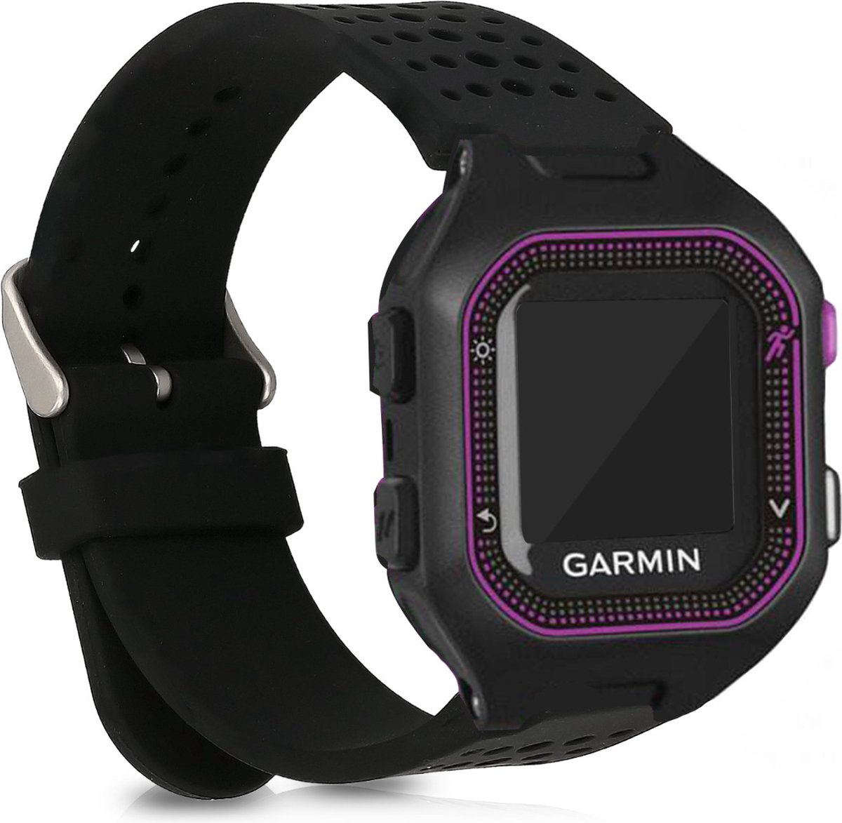 kwmobile horlogebandje geschikt voor Garmin Forerunner 25 (L - 40 x 47 x 13.9 mm) polsband - Smartwatch bandje van TPU - Activity tracker horloge band in zwart