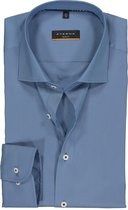 Eterna Slim Fit overhemd - middenblauw superstretch twill - Strijkvriendelijk - Boordmaat: 39