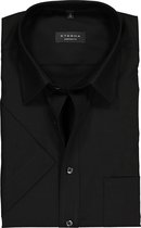 ETERNA comfort fit overhemd - korte mouw - poplin heren overhemd - zwart - Strijkvrij - Boordmaat: 49