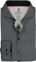 DESOTO slim fit overhemd - stretch tricot - zwart structuur - Strijkvrij - Boordmaat: 39/40