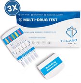 TELANO® 3 stuks Multi Drugstest Urine test op 10 Soorten Drugs - Cannabis THC - Cocaïne - Speed - Ecstasy - Ketaminen - Metamfetamines - Heroïne - Benzodiazepinen - Methadon - Slaapmiddelen - 3 stuks