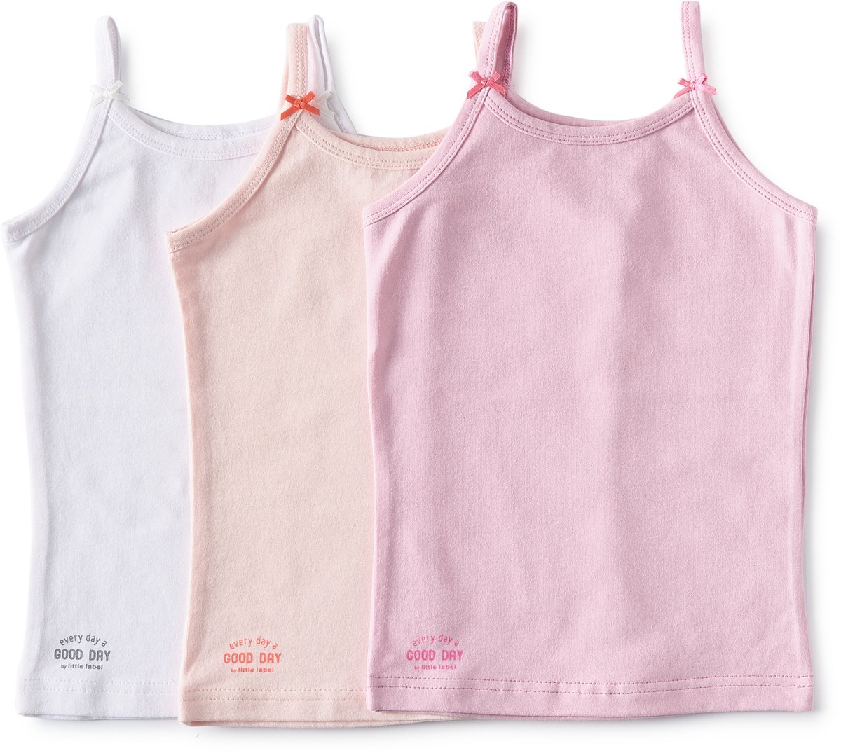 Little Label Hemd Meisjes - 3 Stuks - Maat 158-164 - Roze, Wit - Zachte BIO Katoen