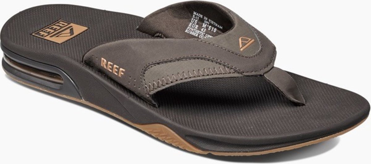 Reef Fanningbrown/Gum Heren Slippers Zwart