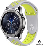 Siliconen Smartwatch bandje - Geschikt voor  Samsung Gear S3 Classic & Frontier sport band - grijs/geel - Strap-it Horlogeband / Polsband / Armband
