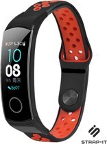 Siliconen Smartwatch bandje - Geschikt voor  Honor band 4 / 5 sport band - zwart / rood - Strap-it Horlogeband / Polsband / Armband