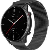 Milanees Smartwatch bandje - Geschikt voor Strap-it Xiaomi Amazfit GTR 2 / 2e Milanees bandje - bandbreedte 22mm - zwart - 47mm - Strap-it Horlogeband / Polsband / Armband