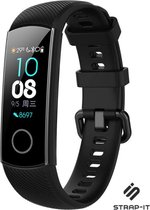 Siliconen Smartwatch bandje - Geschikt voor Honor band 4 / 5 siliconen bandje - zwart - Strap-it Horlogeband / Polsband / Armband
