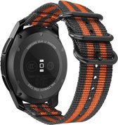 Nylon Smartwatch bandje - Geschikt voor  Samsung Galaxy Watch 3 - 45mm nylon gesp band - zwart/oranje - Strap-it Horlogeband / Polsband / Armband