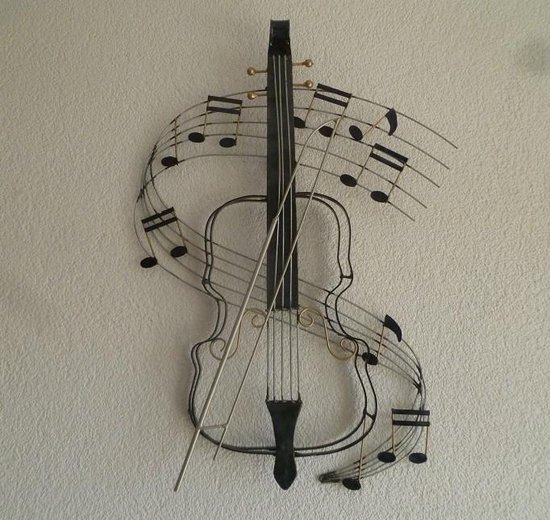Wanddecoratie metaal Violine / 3D / muurdecoratie / muziek / viool / 68x45 cm