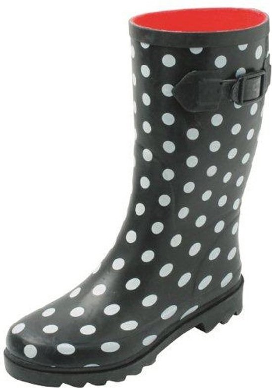 Gevavi Regenlaars Boots | Stip Dameslaars Rubber | Maat 38 | Zwart/Wit