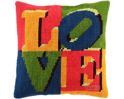 Pako borduurpakket kruisteek kussen - LOVE - geprint stramien - 003.289 - DIY kit