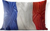 Sierkussen Vlaggen voor buiten - Close-up van de vlag van Frankrijk - 60x40 cm - rechthoekig weerbestendig tuinkussen / tuinmeubelkussen van polyester