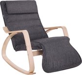 schommelstoel, schommelstoel met 5-voudig verstelbare voetensteun, relaxstoel, draagvermogen 150 kg, frame van berkenhout, hoes van imitatielinnen, donkergrijs LYY42GYZ