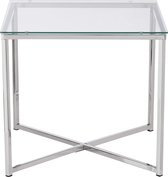 MuCasa Glazen bijzettafel 50x50x45cm - Metalen salontafel met design onderstel - Industriële koffietafel