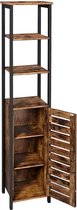 WoonWerkInterieur - Hoge Kast - Smalle Keukenplank Met 3 Planken En Kast - Boekenplank - Hoge Zijkast - Industrieel Design - Woonkamer - Slaapkamer - Gang - 37 x 30 x 167 cm - Vint