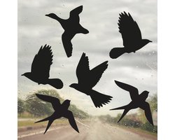 Vogelbescherming stickers raam ZWART | vogelstickers raam buiten | Zwarte raamstickers vogels