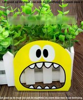 50 Uitdeelzakjes Monster Design Geel 10 x 10 cm met plakstrip - Cellofaan Plastic Traktatie Kado Zakjes - Snoepzakjes - Koekzakjes - Koekje - Cookie Bags Monster