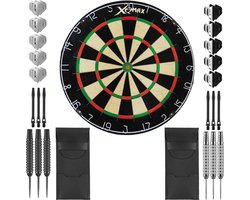 Darts Set complete Mega Ray dartset - Plain dartbord – dart shafts - dart flights – dartpijlen 22-24 gram – 100% brass - 2 sets - dartpijlen