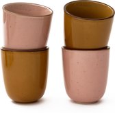 Koffiekopjes set van 4 - koffiemok - koffiebeker - 180ML - porselein - hip en trendy - roze - geel