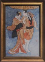 Fine Asianliving Japanse Schilderij met Lijst Japanse koppel B36xH58cm