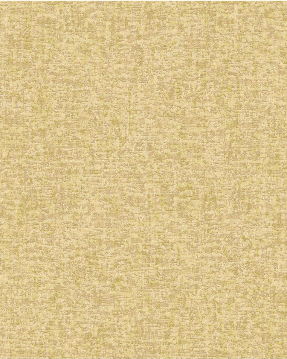 Textiel look behang Profhome DE120055-DI vliesbehang hardvinyl warmdruk in reliëf gestempeld in textiel look mat geel 5,33 m2