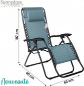 Relaxstoel - 5 Posities - Opklapbaar - Metaal - Textilene - Blauw/Grijs