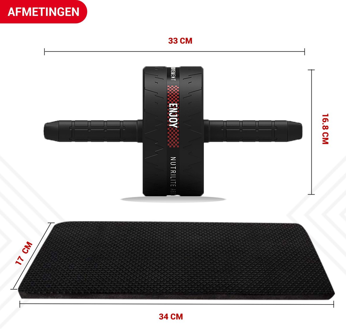 Mrs. Jones® Buikspiertrainers - Ab wheel - Ab roller - Geen lawaai - Anti slip mat