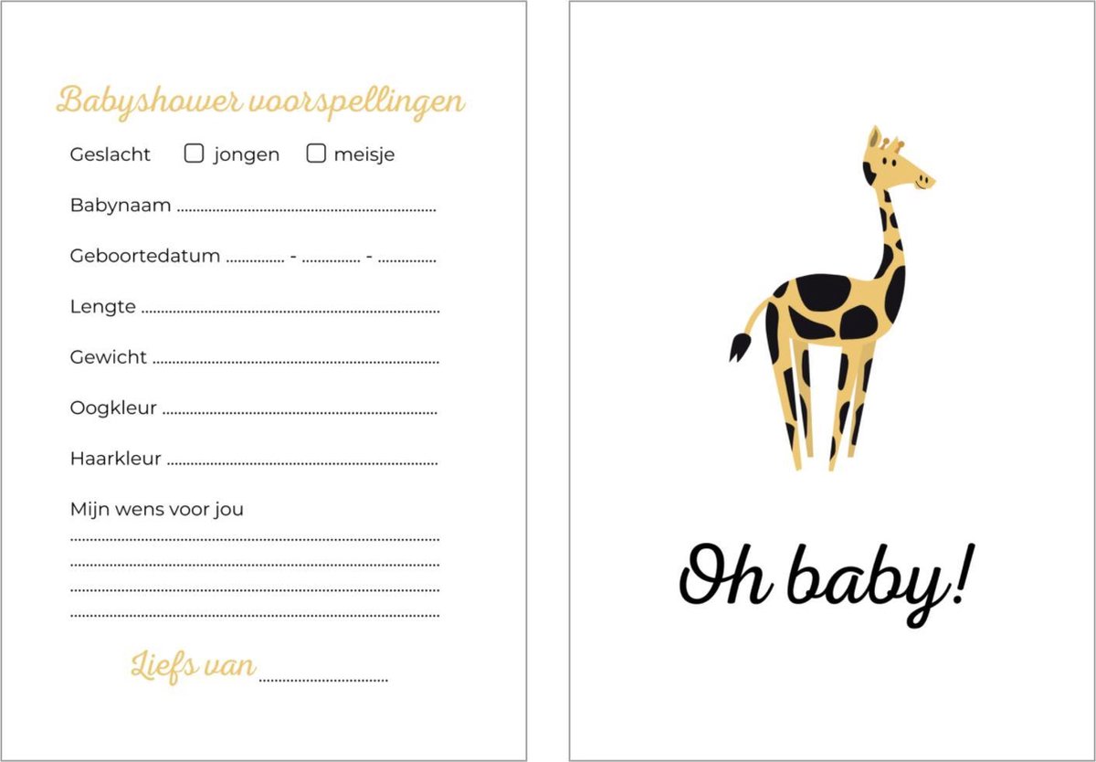 Babyshower invulkaarten 20 stuks | babyshower | babyshower ...