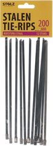Stalen tie-rips | Stolz | 12 stuks | 200 mm | Roestvrij staal