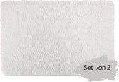 2x Badmat - Hoogpolig - 60x90 cm - Wit - Set van 2  - Zacht - Rechthoek - Vloerkleed - Douchemat - Badmatten - Badkamer - Antislip - Badkamermat