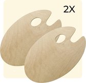 Ayoo Two Wooden Painter's Palettes - Emballés par paires - Palette de peintre - Palette de mélange - Taille unique unique - 2X