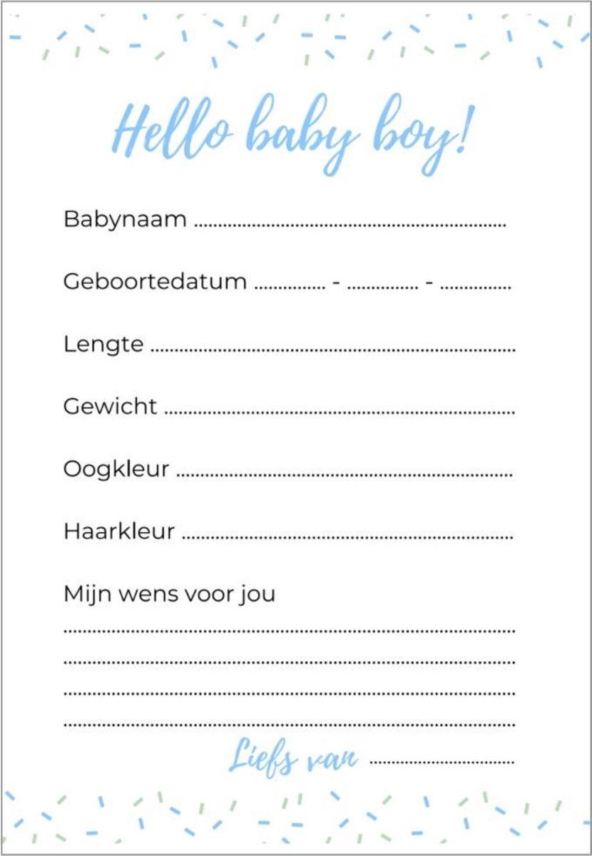 Babyshower invulkaarten 20 stuks | babyshower | babyshower ...
